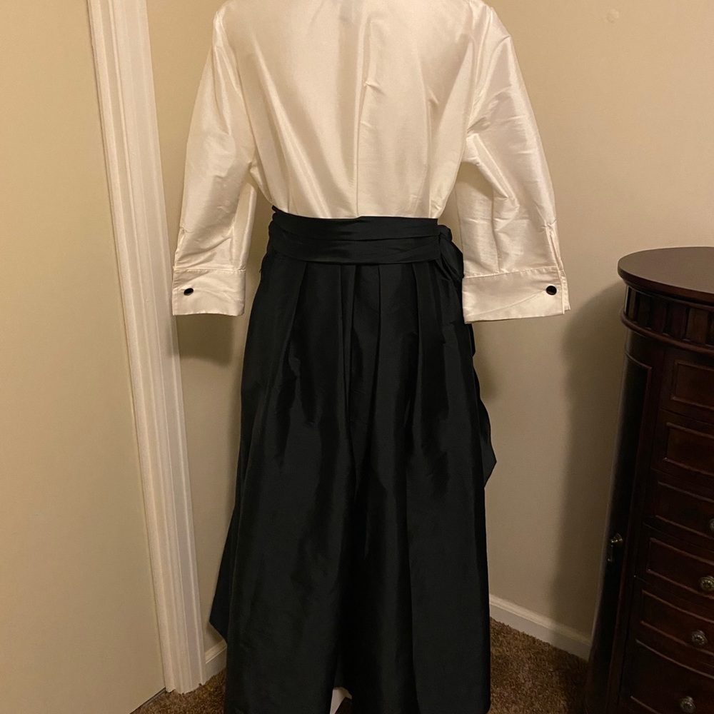 Adrianna Papell 16 Ivory and Black Two-Tone Maxi Dress - Picture 3 of 13
